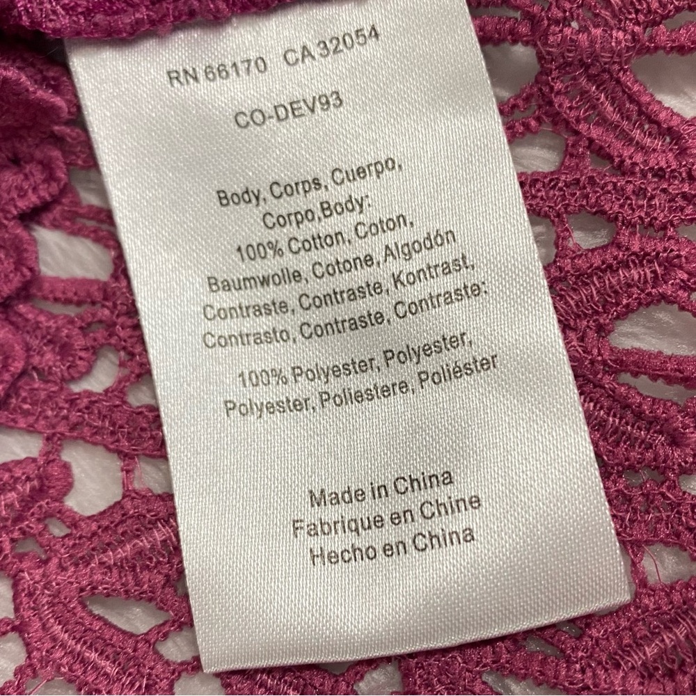 Chloe Oliver Anthropologie Magenta Pink Bell Sleeve Lace Crochet Blouse Top - Picture 7 of 11